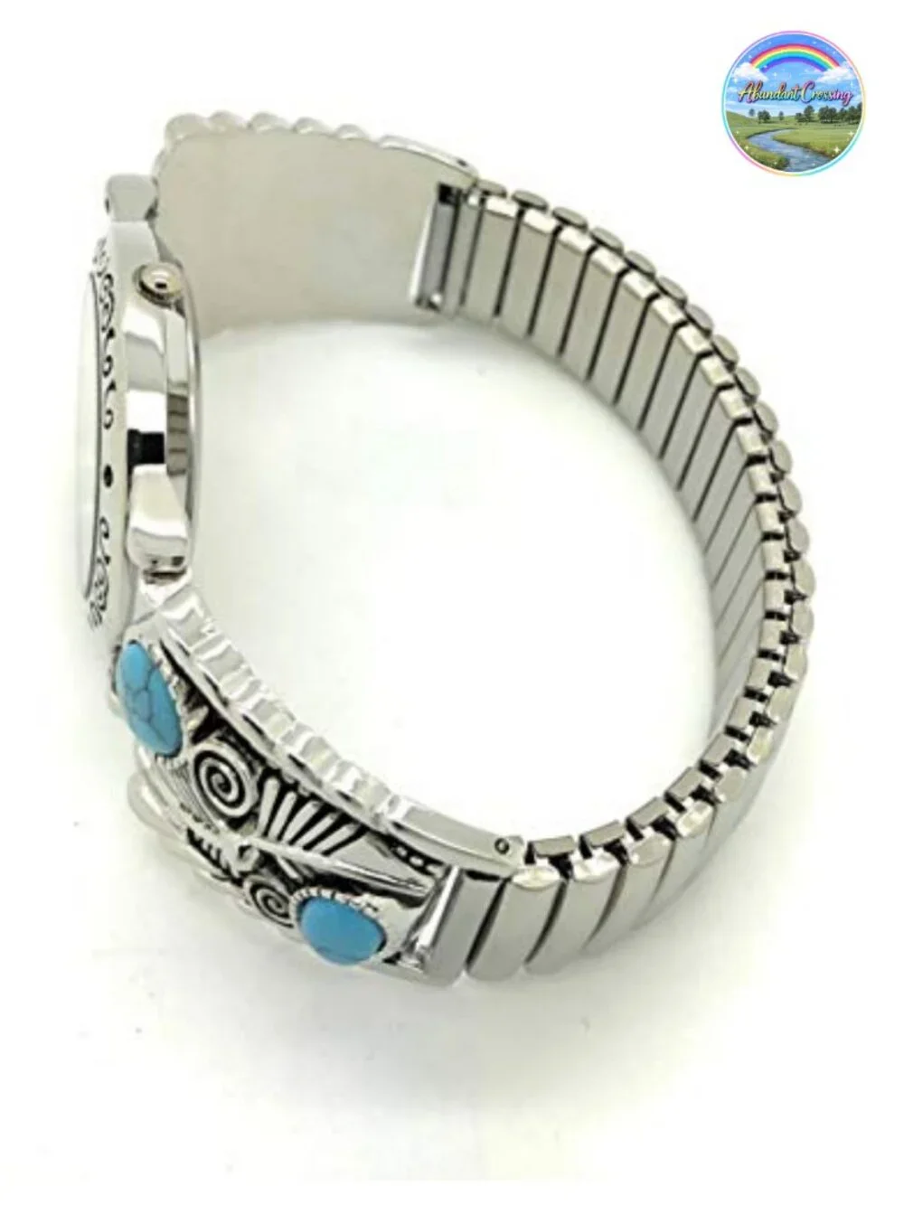 Turquoise Crystal Stretch Elastic Band Women's Watch 35mm Analog Quartz